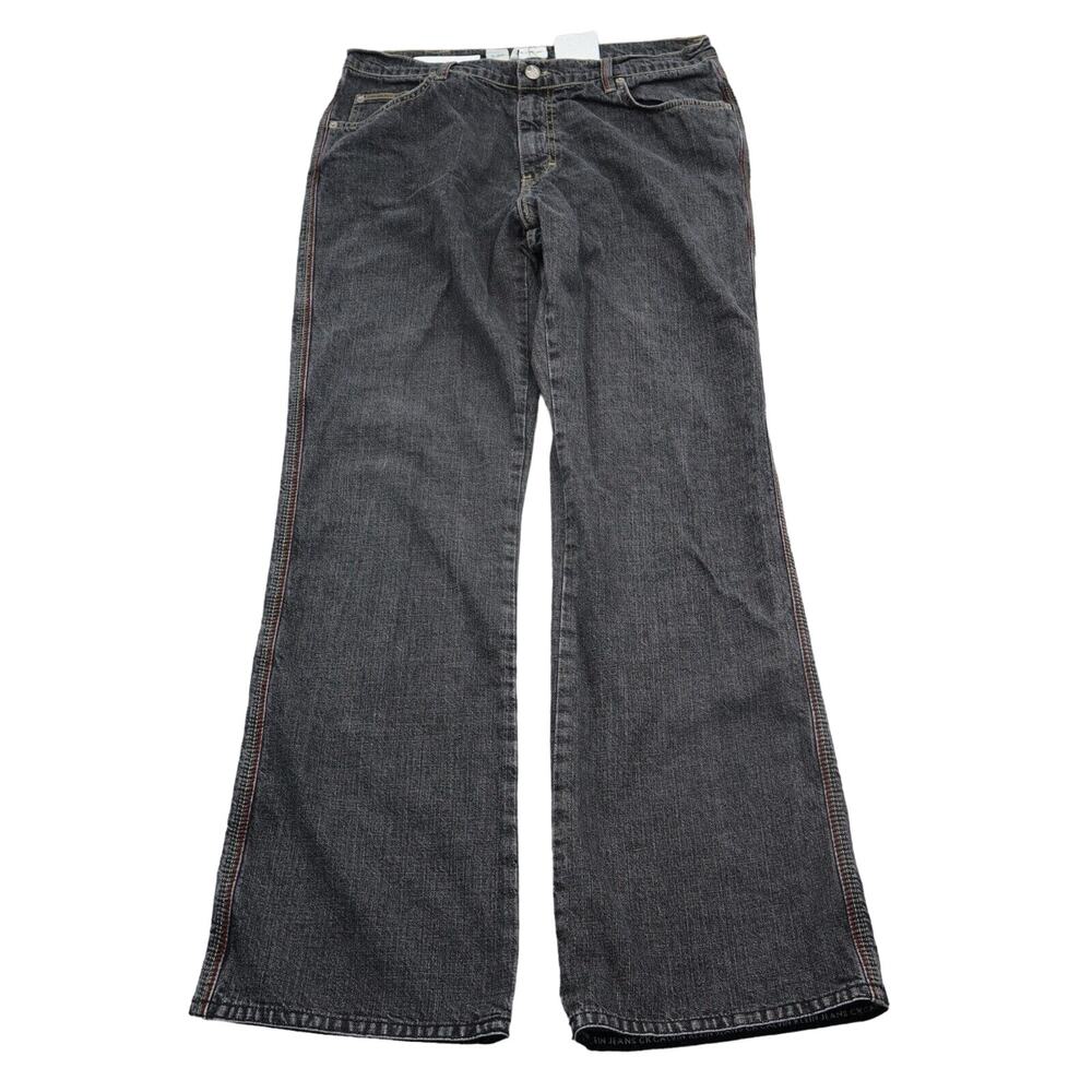 Calvin Klein Pants Womens 12 Black Flat Front Button Pocket Wash Denim Jeans